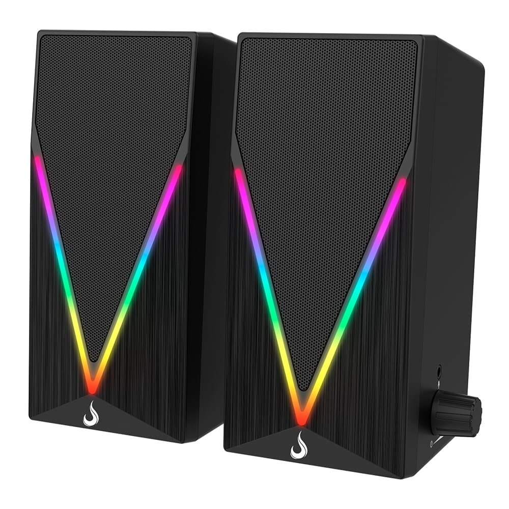 Caixa de Som Gamer Rise Mode Aura Sound S3, RGB Rainbow, 3W*2, Preto - RM-SP-03-RGB