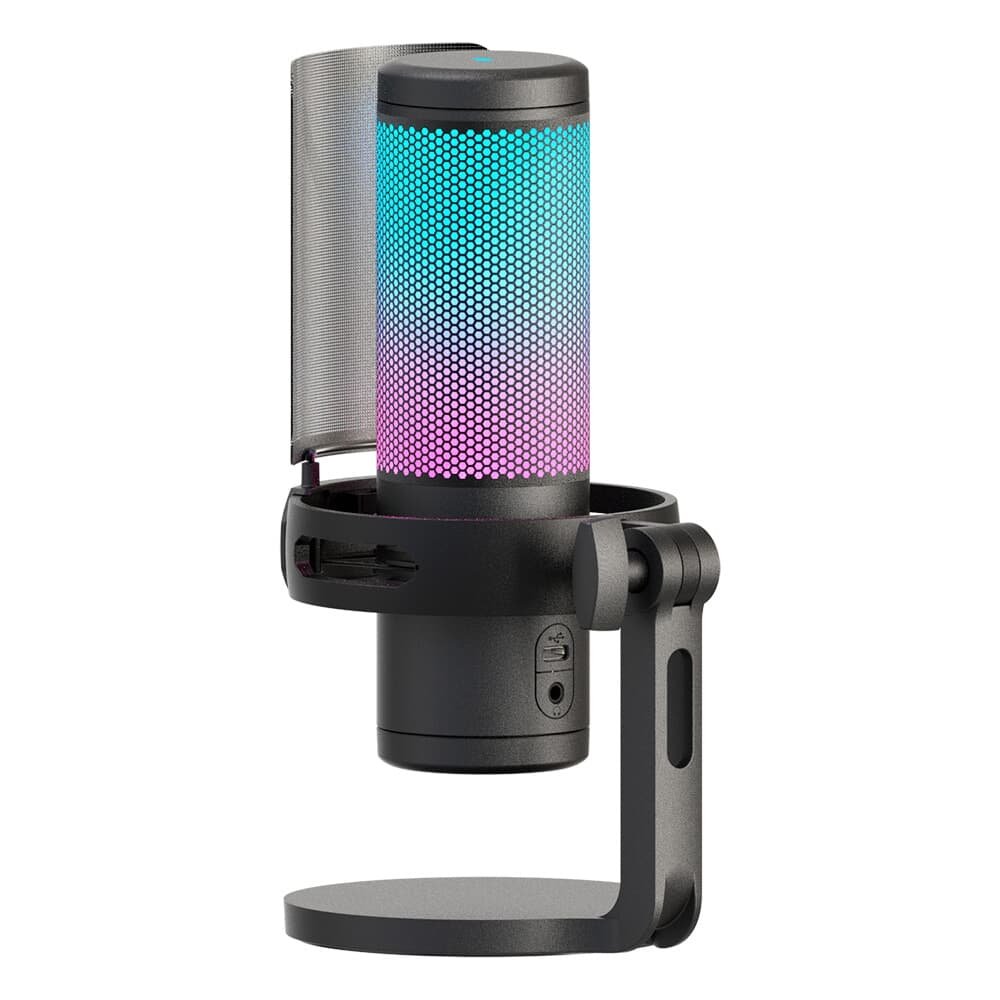 Microfone Gamer Redragon Fenris, RGB, Condensador com shock mount, Preto - GM301