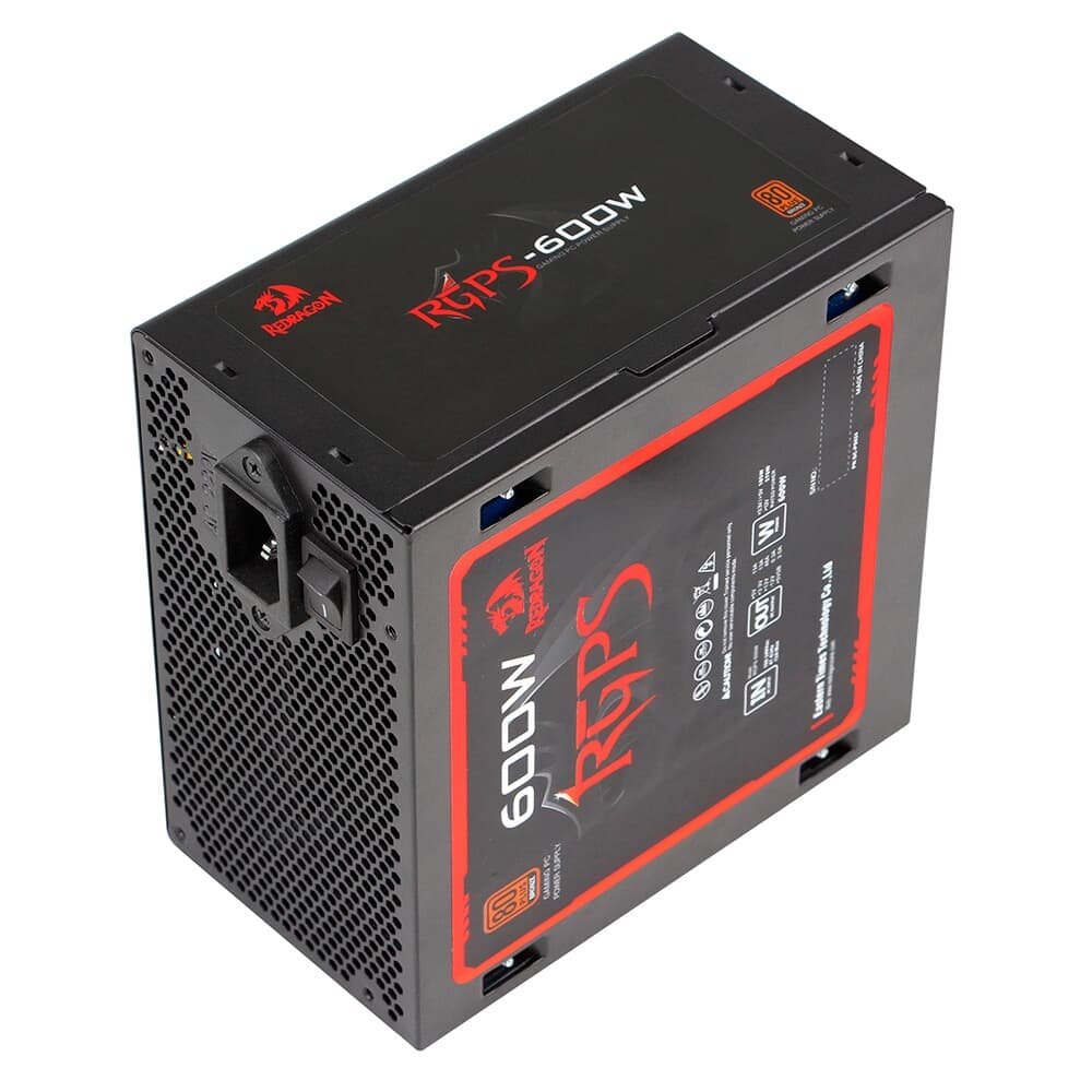 Fonte Gamer Redragon RGPS 600W, 80 Plus, Bronze, Preto - GC-PS024