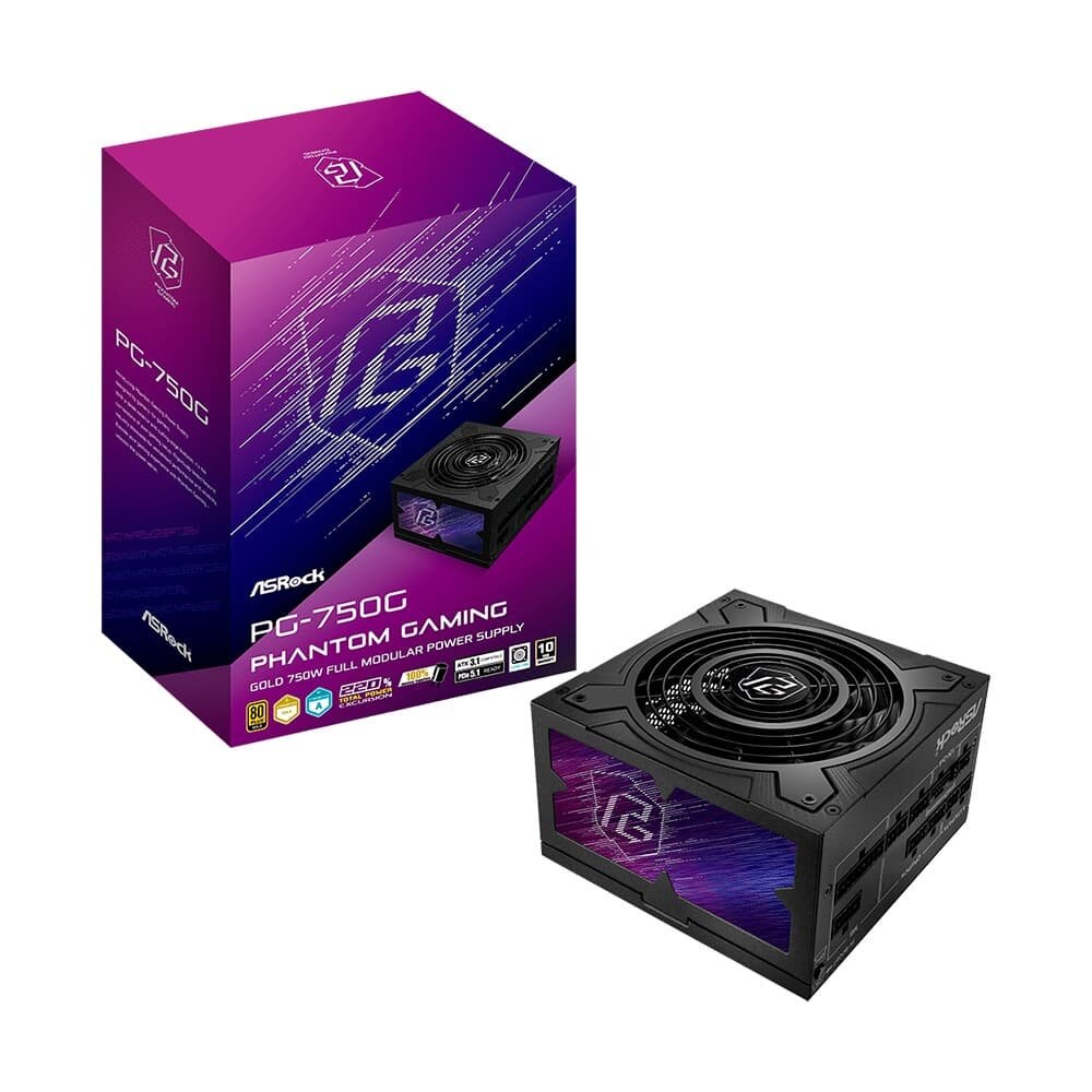 Fonte ASRock Phantom Gaming 750G, 750W, 80 PLUS, Gold, Full Modular, Preto - 90-UXP075-GFBAAB