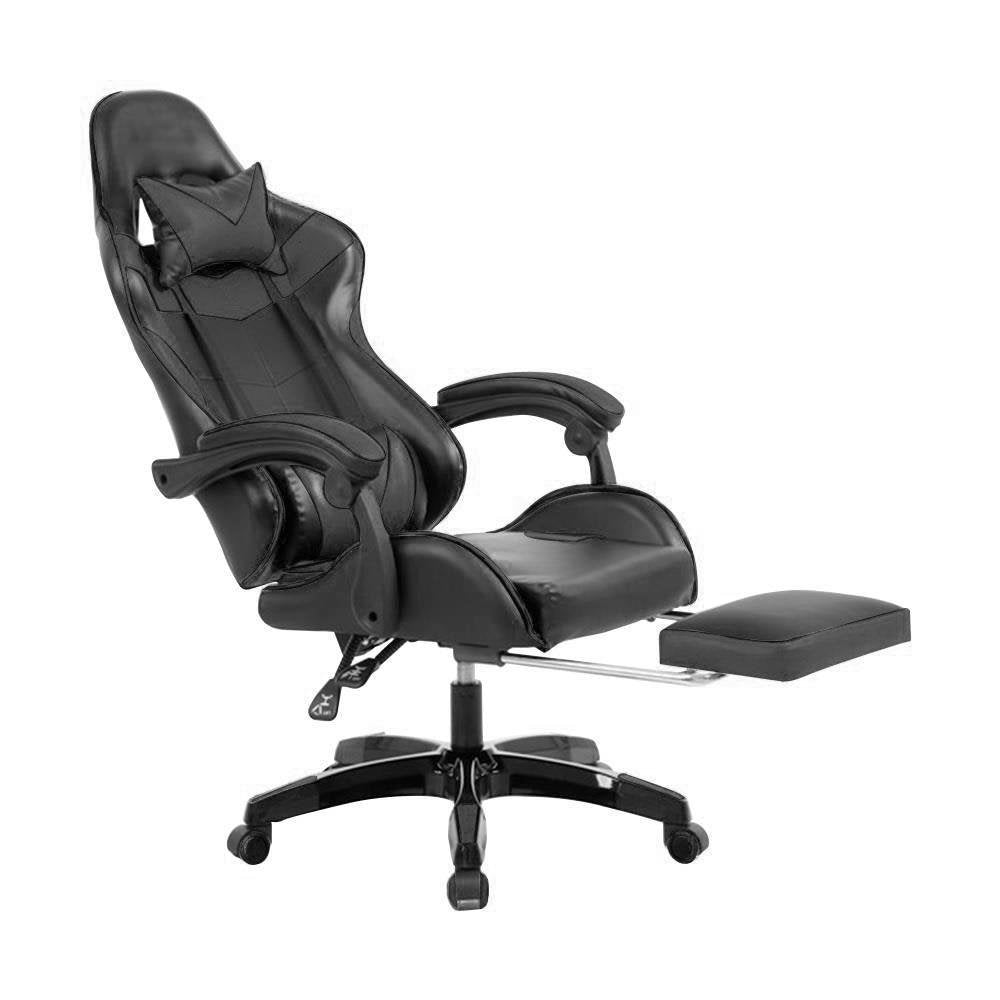 Cadeira Gamer Prizi Canvas, Até 120Kg, Com Almofadas, Preta