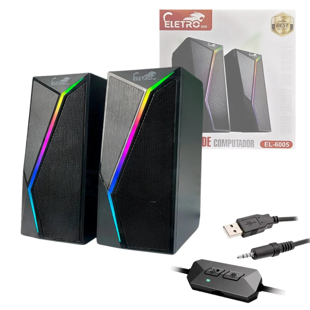 Caixa De Som Alto Falante RGB Bluetooth 6w - Computador Notebook