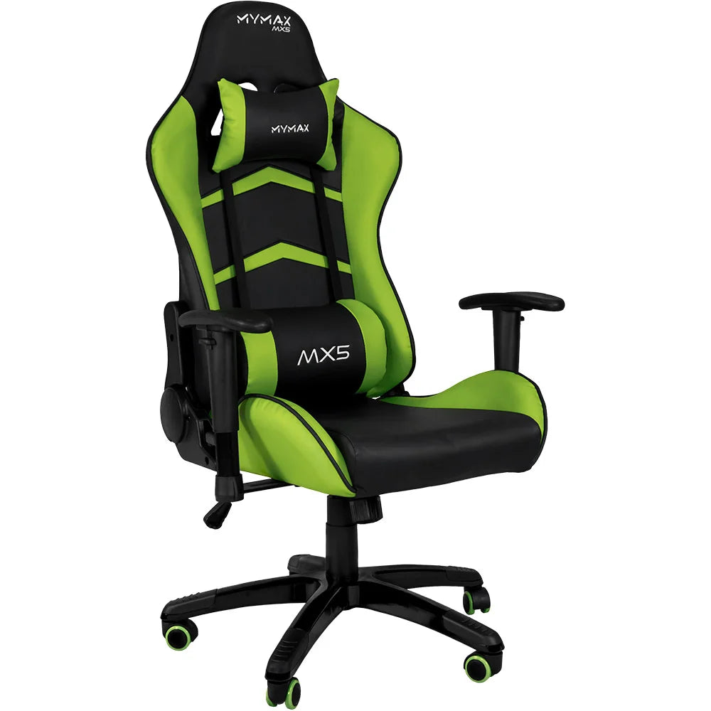 Cadeira Gamer Mymax Mx5, Peso Suportado até 150Kg, Giratória, Preto e verde