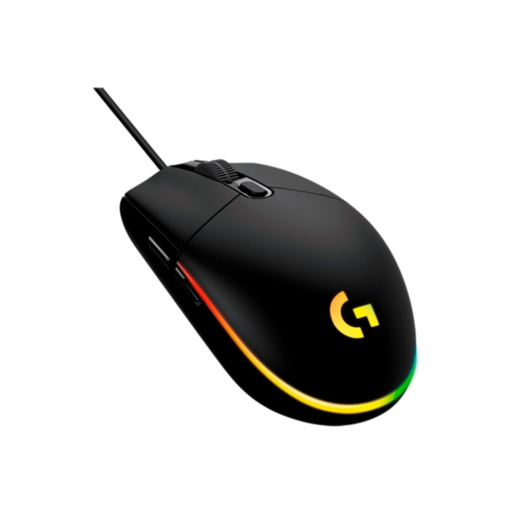Mouse Gamer Logitech G203 LIGHTSYNC RGB, Efeito de Ondas de Cores, 6 Botões Programáveis e Até 8.000 DPI, Preto - 910-005793